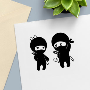 Carimbo Auto Entintado Par Ninja, um Menino e uma Menina