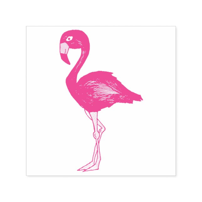 Carimbo Auto Entintado Pássaro Tropical Flamingo Flamingos, Rosa Quente (Design)