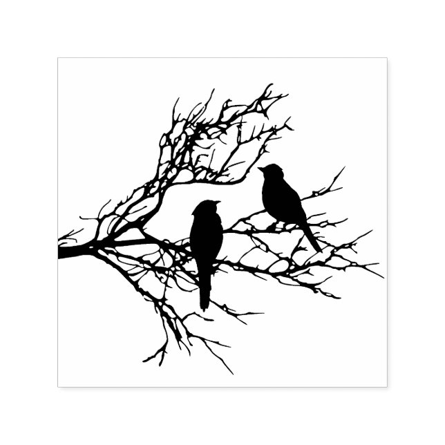 Carimbo Auto Entintado Pássaros em um galho (Design)