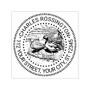 Carimbo Auto Entintado Patos Russos no Nome da Borda Água Endereço de Dev