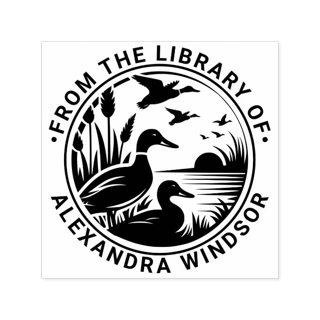 Carimbo Auto Entintado Patos Russos no Nome do Livro da Biblioteca de Lee (Design)