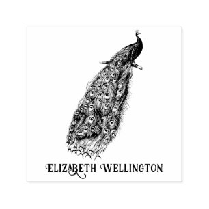 Carimbo Auto Entintado Pavão Elegante no Nome do Ramo