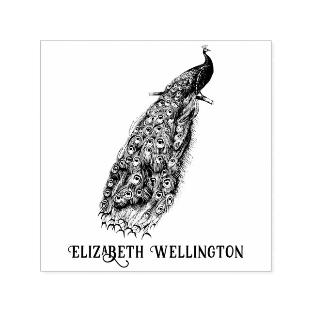 Carimbo Auto Entintado Pavão Elegante no Nome do Ramo (Design)