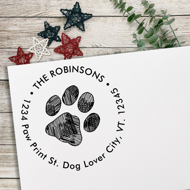 Carimbo Auto Entintado Paw Imprime Novo Endereço Movendo Endereço de Reto (Criador carregado)