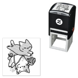 Carimbo Auto Entintado Paws and Play – Adorable Cat Illustration