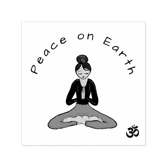 Carimbo Auto Entintado Peace on Earth Yoga Girl (Design)