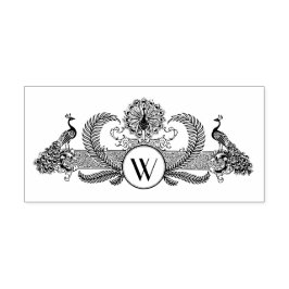 Carimbo Auto Entintado Peacocks Vintage com Monograma Inicial