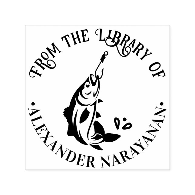 Carimbo Auto Entintado Peixe capturado no gancho da biblioteca do nome do (Design)