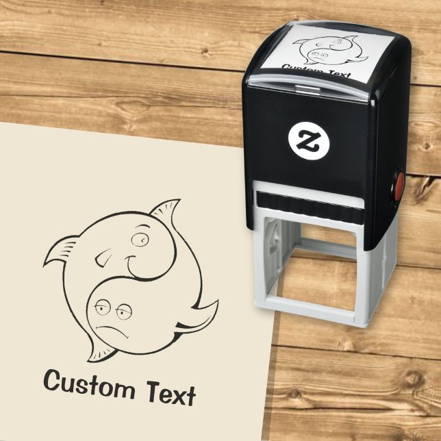 Carimbo Auto Entintado Peixe Cartoon Yin Yang (Criador carregado)