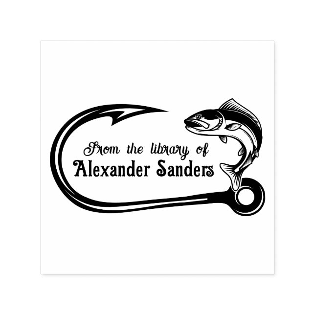 Carimbo Auto Entintado Peixe e Gancho Nº 2 Nome do Livro de Biblioteca (Design)