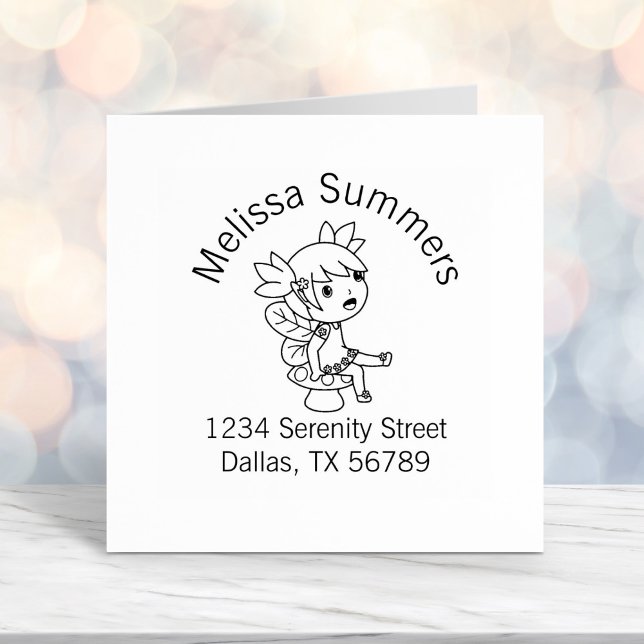 Carimbo Auto Entintado Pequena Fada em um Endereço de Arca de Toadstool (Criador carregado)