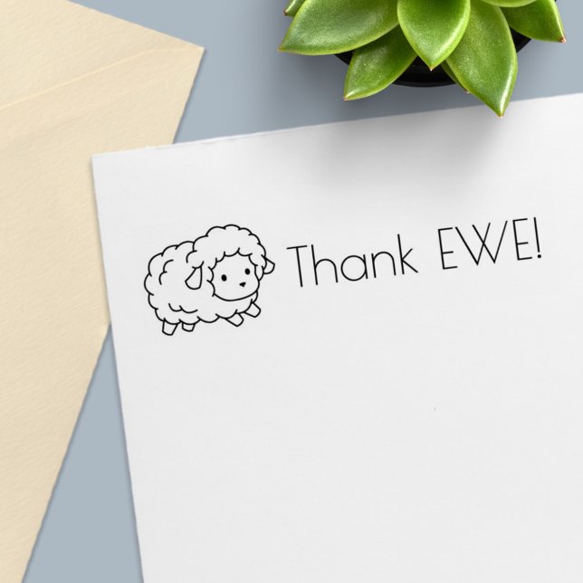 Carimbo Auto Entintado Pequeno Obrigado De Ovelha Bonita (Você) (Criador carregado)