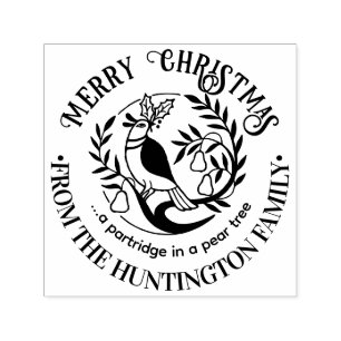 Carimbo Auto Entintado Perdiz na Árvore de Natal Feliz Natal Nome #2