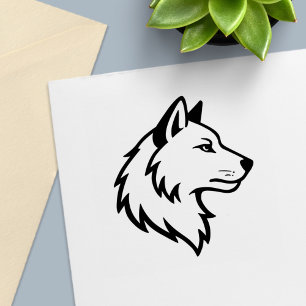 Carimbo Auto Entintado Perfil de Cabeça de Lobo