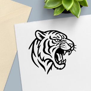Carimbo Auto Entintado Perfil de Tigre Rosnando