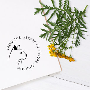 Carimbo Auto Entintado Personalidade Minimalista De Gato Moderno Do Livro