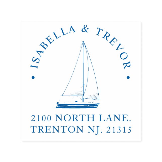 Carimbo Auto Entintado Personalização de Casamento de Tema Náutico (Design)