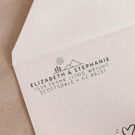 Carimbo Auto Entintado Personalização Minimalista de Casamento de Aventur