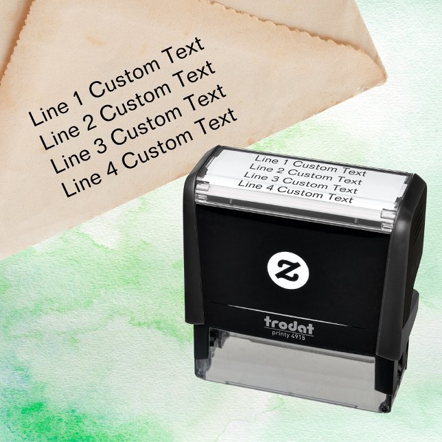 Carimbo Auto Entintado Personalização tradicional de 4 linhas de texto em (Criador carregado)