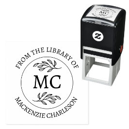 Carimbo Auto Entintado Personalizado Da Biblioteca De Monograma De Livro