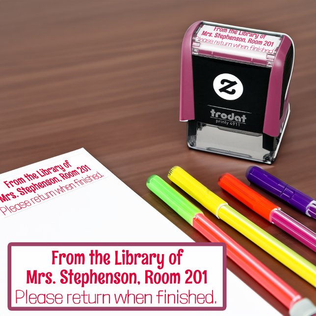 Carimbo Auto Entintado Personalizado Da Biblioteca De Professores De Livr (personalized library book classroom teacher rubber stamp)