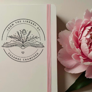 Carimbo Auto Entintado Personalizado De Boho Desenhado À Mão "Da Bibliote