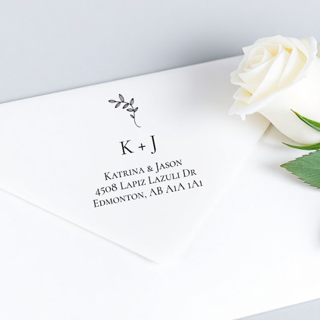 Carimbo Auto Entintado Personalizado do Monograma de Endereço de Devoluçã (Criador carregado)