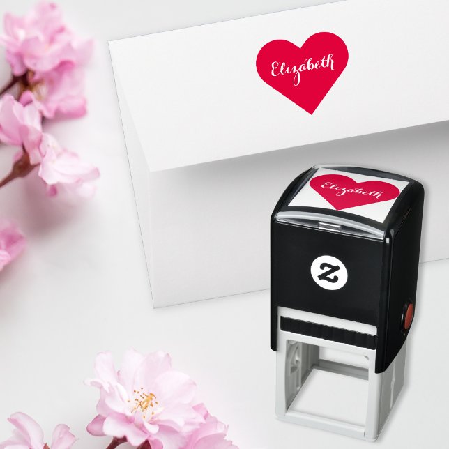 Carimbo Auto Entintado Personalizado Elegant Script Name Heart Love (Custom Personalized Elegant Script Name Heart Love Self-inking Stamp)