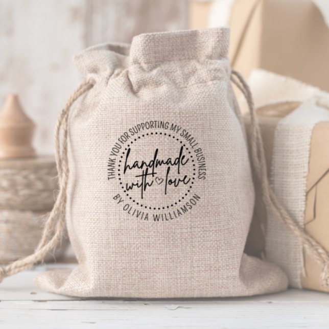 Carimbo Auto Entintado Personalizado Fabricado À Mão Com Amor Obrigado Pe (Criador carregado)