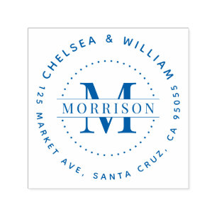 Carimbo Auto Entintado Personalizar Monograma Moderno Nome da Família Ret