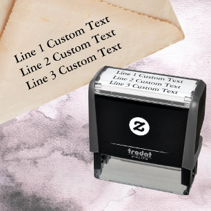 Carimbo Auto Entintado Personalizar Tradicional 3 Linhas de Texto Serif