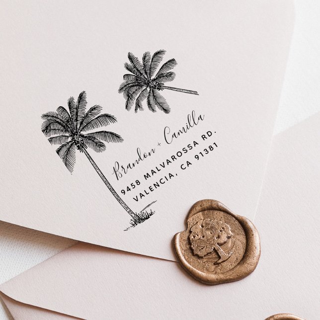 Carimbo Auto Entintado Personalize seus nomes de praia russos+ endereço d (Customize Your Rustic Beach Names+ Return Address Self-inking Stamp)