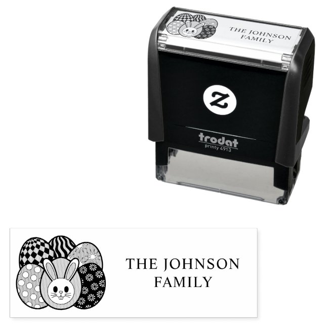 Carimbo Auto Entintado Personalized Easter Bunny Family Return Stamp (In Situ)