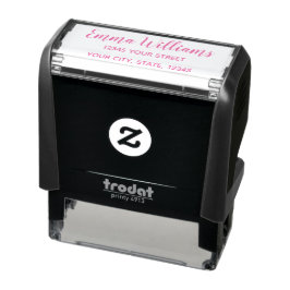 Carimbo Auto Entintado Personalized Return Address Self-inking Stamp Pink