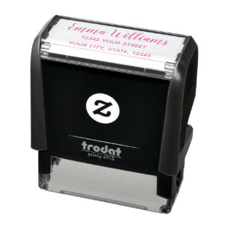 Carimbo Auto Entintado Personalized Return Address Self-inking Stamp Pink