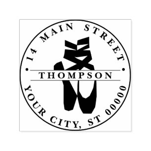 Carimbo Auto Entintado Pés de Bailarina na Ponta #2 Silhueta Endereço de 