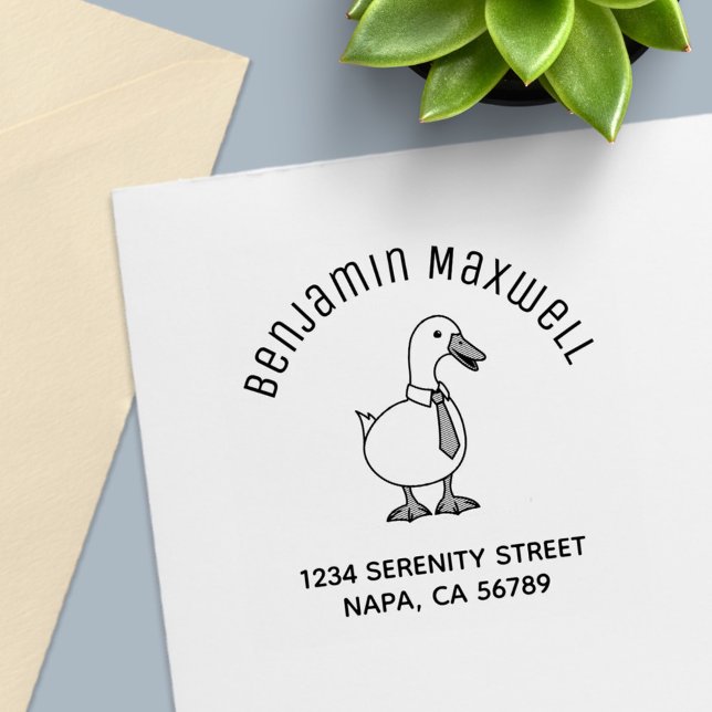 Carimbo Auto Entintado Pet Duck Goose Necktie Arch Address (Criador carregado)