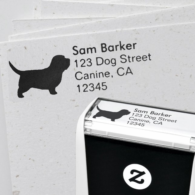 Carimbo Auto Entintado Petit Basset Griffon Vendeen PBGV Endereço de reto (Criador carregado)