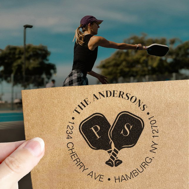 Carimbo Auto Entintado Pickleball A Partida Perfeita Nome Endereço de Dev (Criador carregado)