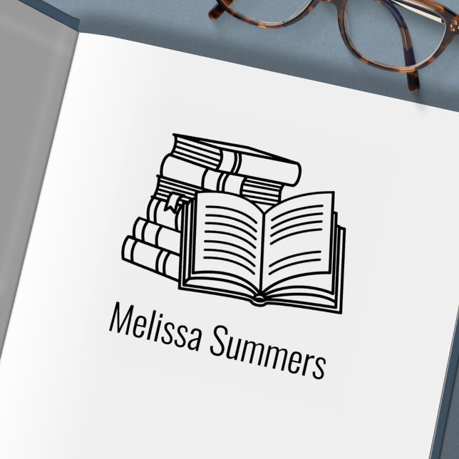 Carimbo Auto Entintado Pilha de Livros e Livro Aberto - Cartaz (Criador carregado)