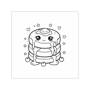 Carimbo Auto Entintado Pilha de panquecas kawaii para colorir