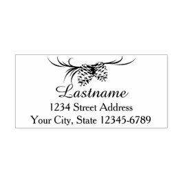 Carimbo Auto Entintado Pine Cones Woodland Nature Address