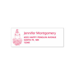 Carimbo Auto Entintado Pinguim de Natal bonito em Santa Hat