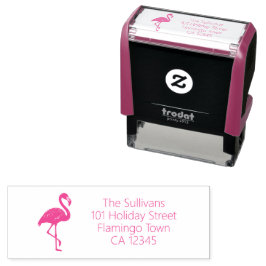 Carimbo Auto Entintado Pink Flamingo Return Address