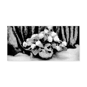 Carimbo Auto Entintado Pintura em cesto de rosas amarelas