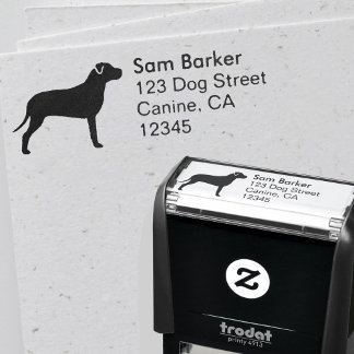 Carimbo Auto Entintado Pit Bull Dog Breed Silhouette Return Address
