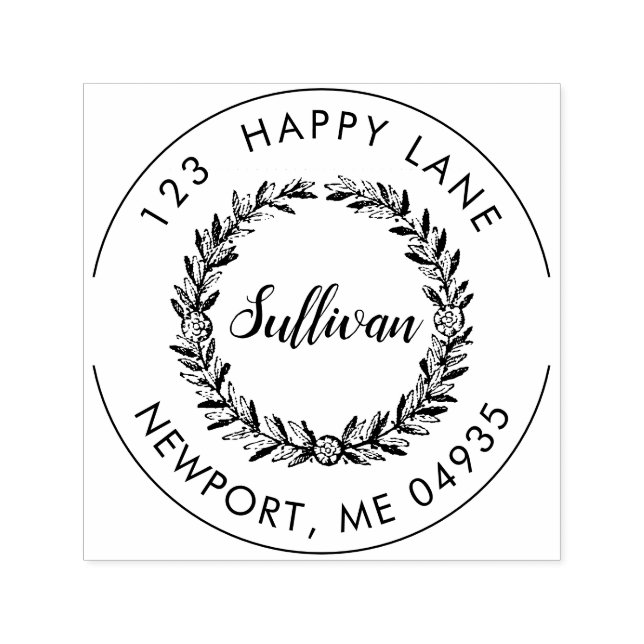 Carimbo Auto Entintado PixDezines Folhagem+Script DIY Endereço de Devoluç (Design)