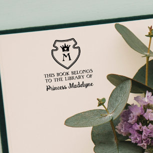 Carimbo Auto Entintado Placa de Monograma de Emblema da Princesa Bonita C