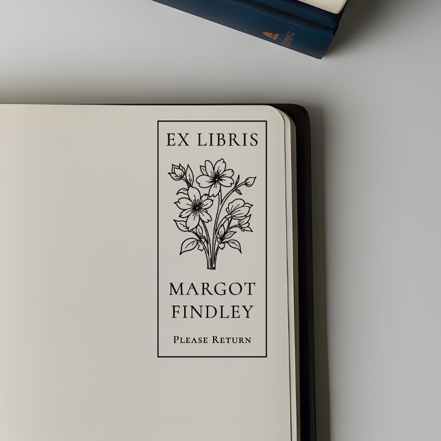Carimbo Auto Entintado Placa de segurança Floral Ex Libris Moderna Elegan (Criador carregado)
