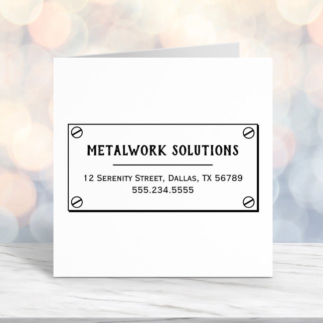 Carimbo Auto Entintado Placa metálica com parafusos Endereço comercial (Criador carregado)